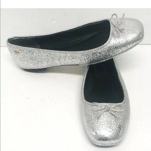 New Tory Burch Metalic Silver Flats Shoes Sz 7.5 M